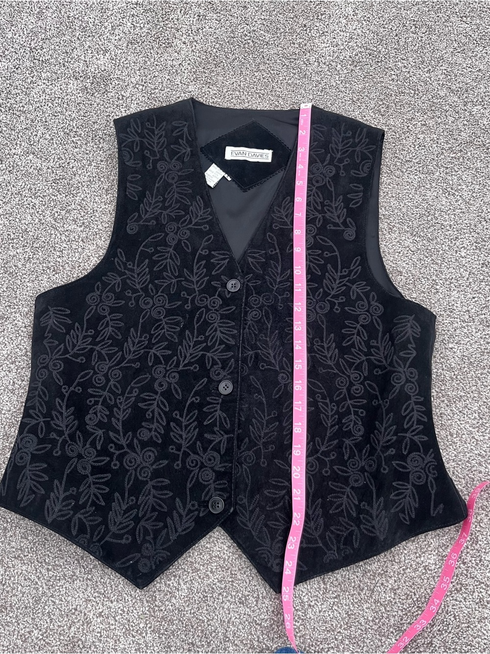 Evan Davies Black Embroidered Velvet Vest